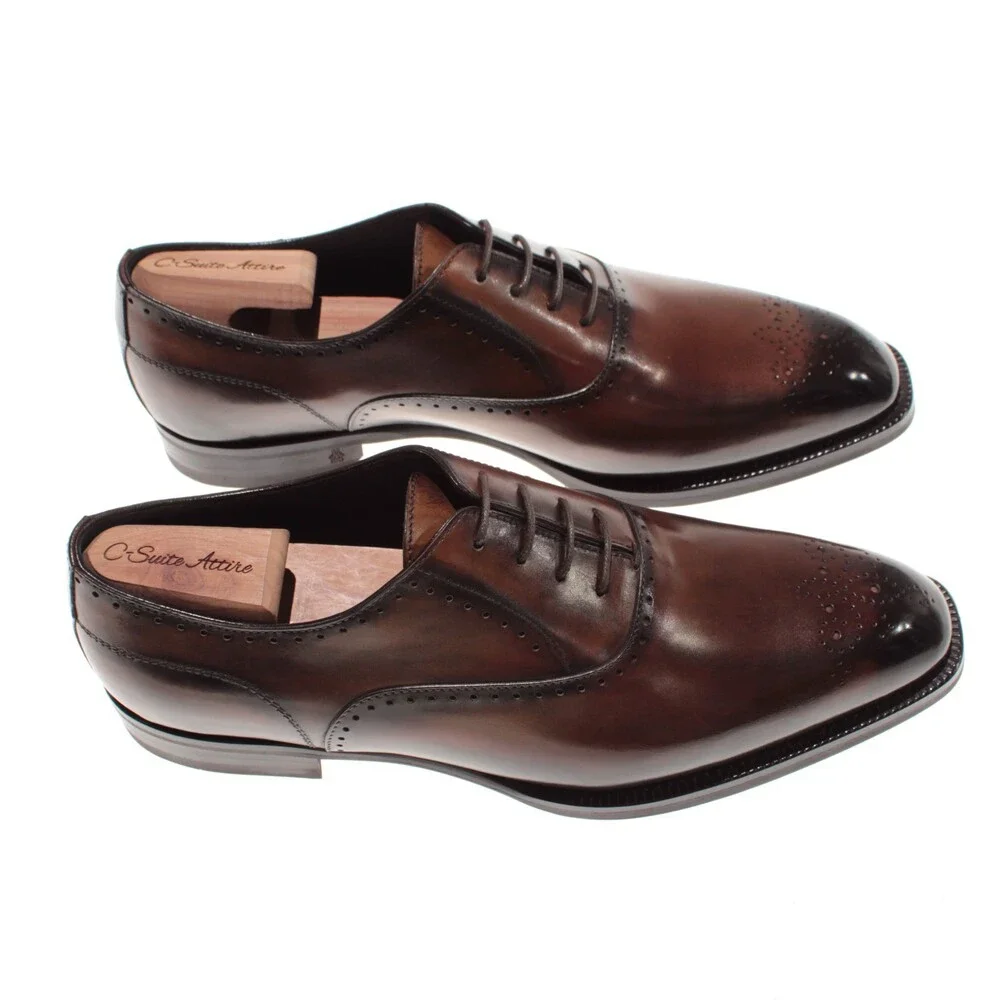 Di Bianco NWB Oxford Dress Shoes Size 42.5 (US 9.5) Brown Leather Made in Italy